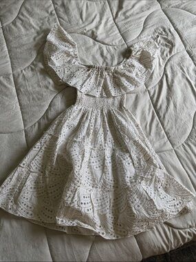 Liu Jo Cream One-Shoulder Eyelet Ruffle Dress
